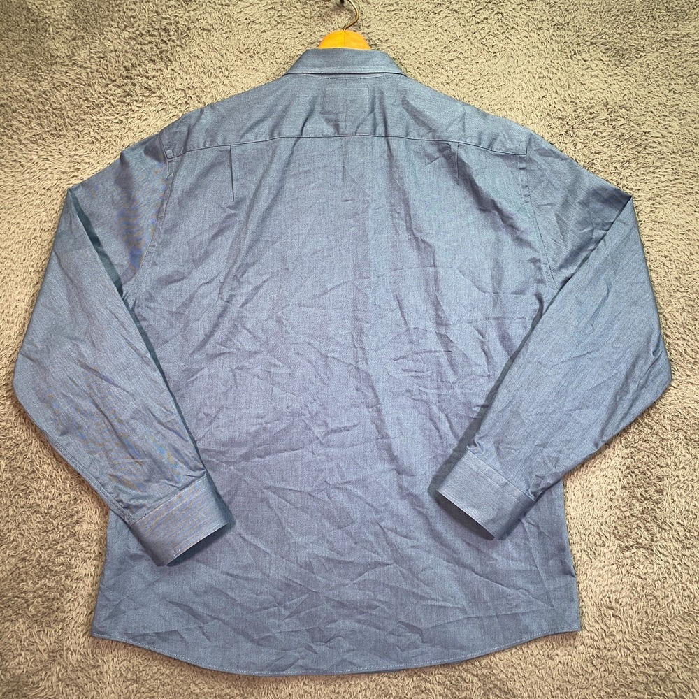 Charles Tyrwhitt Blue Twill Slim Fit Button-Down Shirt Mens XL Long Sleeve - Picture 4 of 15
